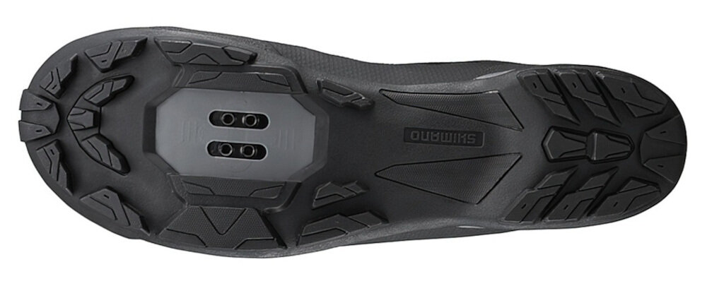 Buty rowerowe SHIMANO SH-MT502 Czarny rozmiar 46 platforma do mocowania blokow w systemie SPD do pedalow PD-EH500 PD-T8000 wpieci buta w pedaly zmaksymalizowanie krecenie korba stabilna jazda na stojaco