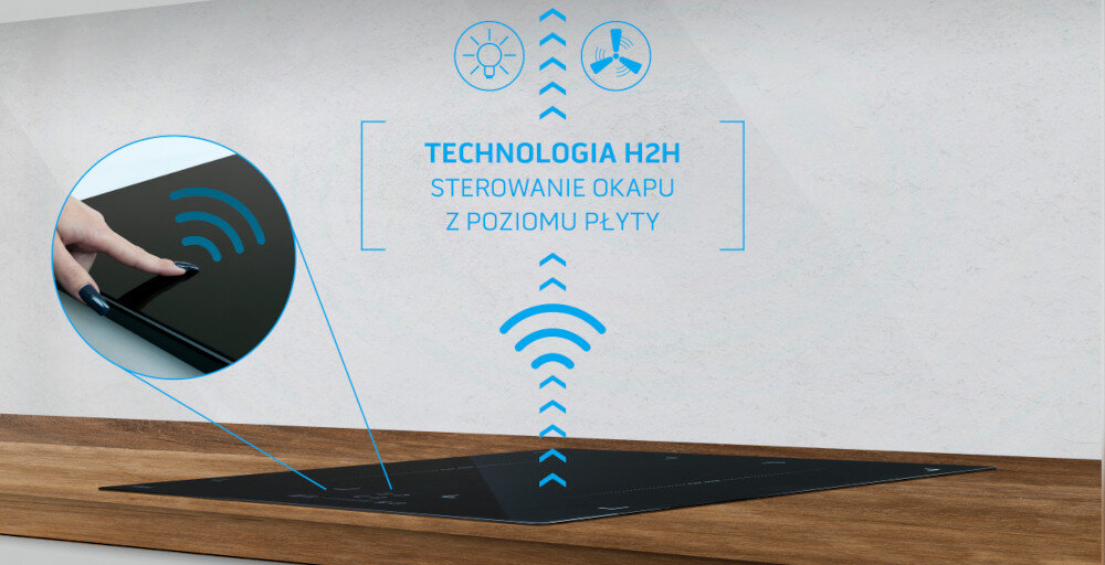 Płyta indukcyjna BERG XBERG BRGI6080 H2H sterowanie okap płyta wygoda