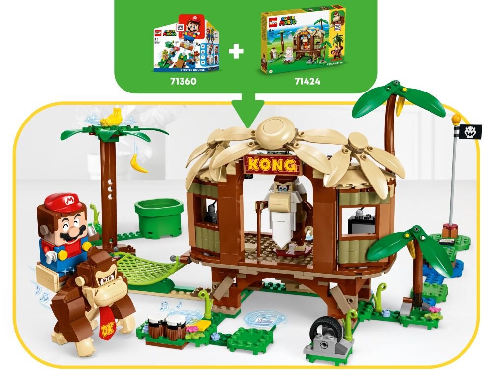 LEGO Super Mario Domek na drzewie Donkey Konga zestaw rozszerzający 71424 klocki elementy zabawa łączenie figurki akcesoria figurka zestaw