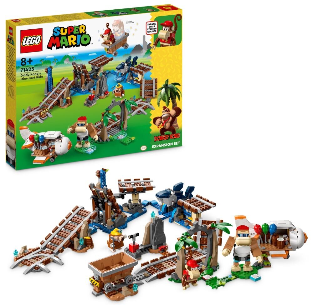 LEGO Super Mario Przejażdżka wagonikiem Diddy Konga - zestaw rozszerzający 71425 klocki elementy zabawa łączenie figurki akcesoria figurka zestaw