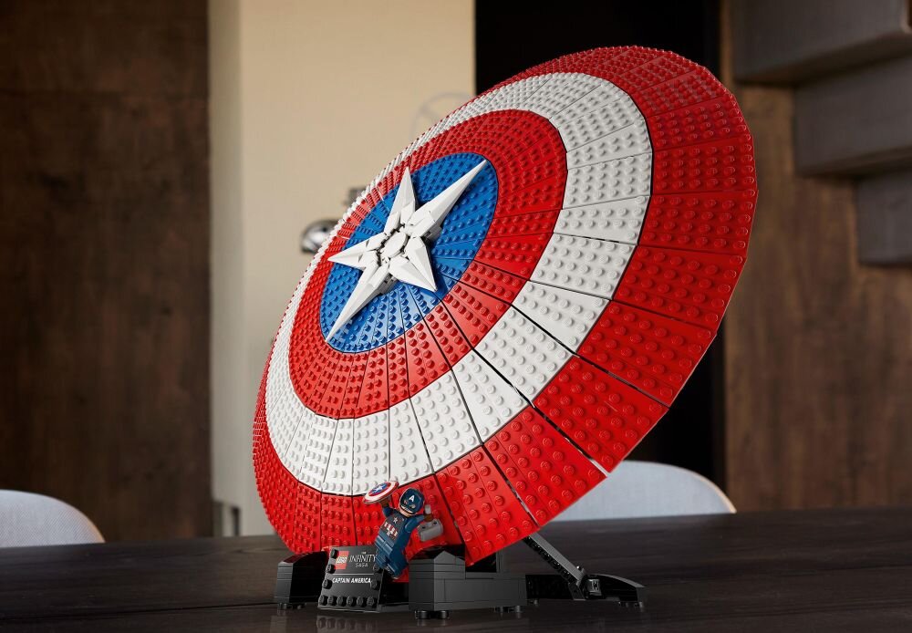 LEGO Marvel Tarcza Kapitana Ameryki 76262 klocki elementy zabawa łączenie figurki akcesoria figurka zestaw