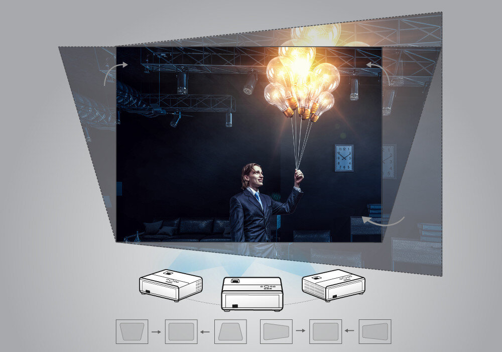 Projektor BENQ TK860 korekcja trapezowa ustawienie