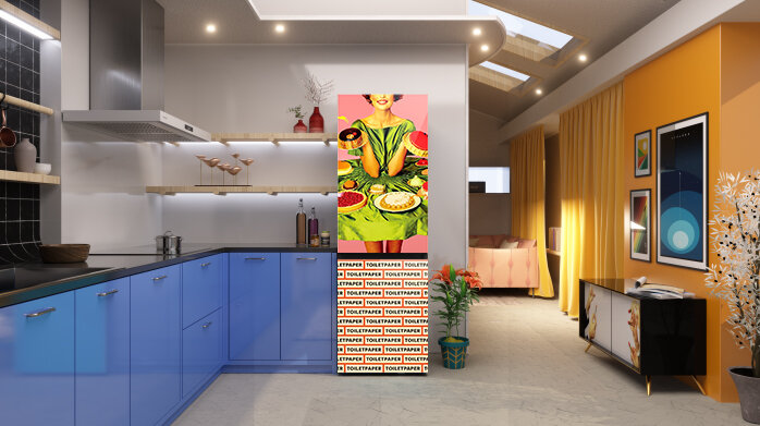 Górny panel lodówki Samsung - Lodówka Samsung Bespoke w nowoczesnej kuchni - model górnego panelu