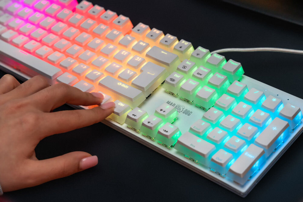 Klawiatura MAD DOG GK910W Gateron Red Biały makra n-key roller