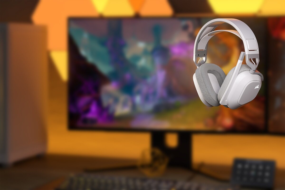 Słuchawki CORSAIR HS80 Max Wireless bezprzewodowy stylowy solidny gaming jakość dźwięku Sonarworks SoundID żywotność baterii
