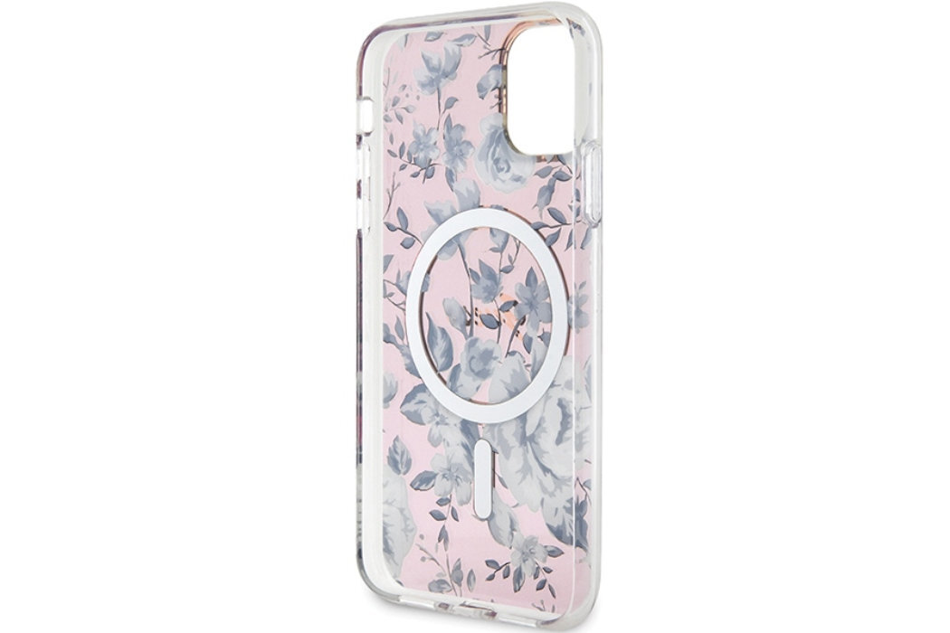 Etui GUESS Flower MagSafe Metal Logo do Apple iPhone 11/Xr luksus wytrzymałość marka elegancja styl wyrafinowanie