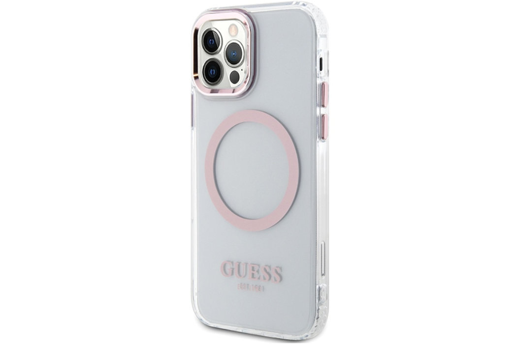 Etui GUESS Metal Outline Metal Logo do Apple iPhone 12/12 Pro luksus wytrzymałość marka elegancja styl wyrafinowanie