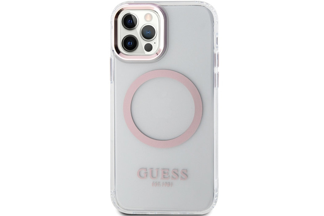 Etui GUESS Metal Outline Metal Logo do Apple iPhone 12/12 Pro luksus wytrzymałość marka elegancja styl wyrafinowanie