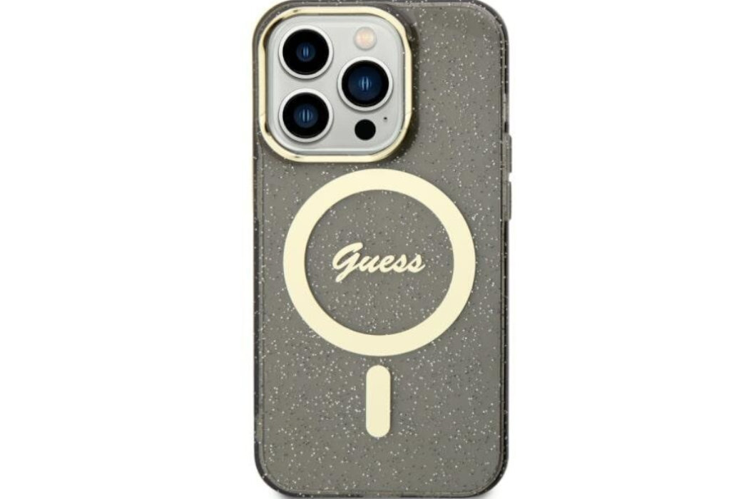 Etui GUESS Glitter Gold Metal Logo do Apple iPhone 11/Xr luksus wytrzymałość marka elegancja styl wyrafinowanie