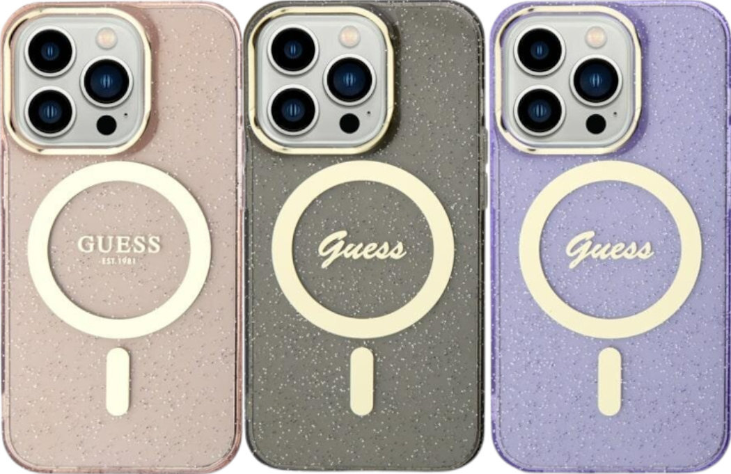 Etui GUESS Glitter Gold Metal Logo do Apple iPhone 11/Xr luksus wytrzymałość marka elegancja styl wyrafinowanie
