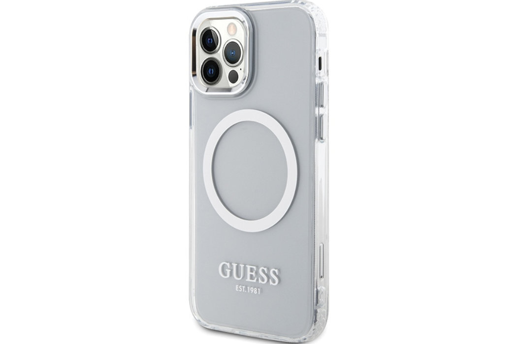 Etui GUESS Metal Outline Metal Logo do Apple iPhone 12/12 Pro luksus wytrzymałość marka elegancja styl wyrafinowanie