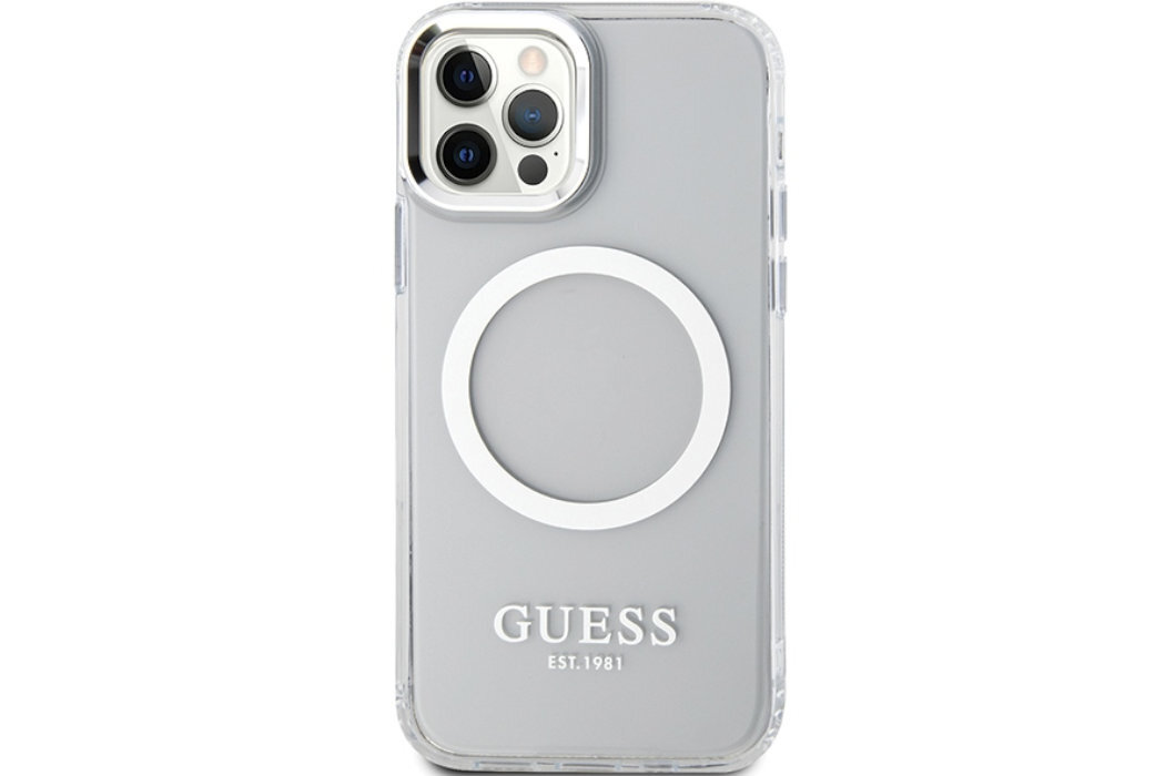 Etui GUESS Metal Outline Metal Logo do Apple iPhone 12/12 Pro luksus wytrzymałość marka elegancja styl wyrafinowanie