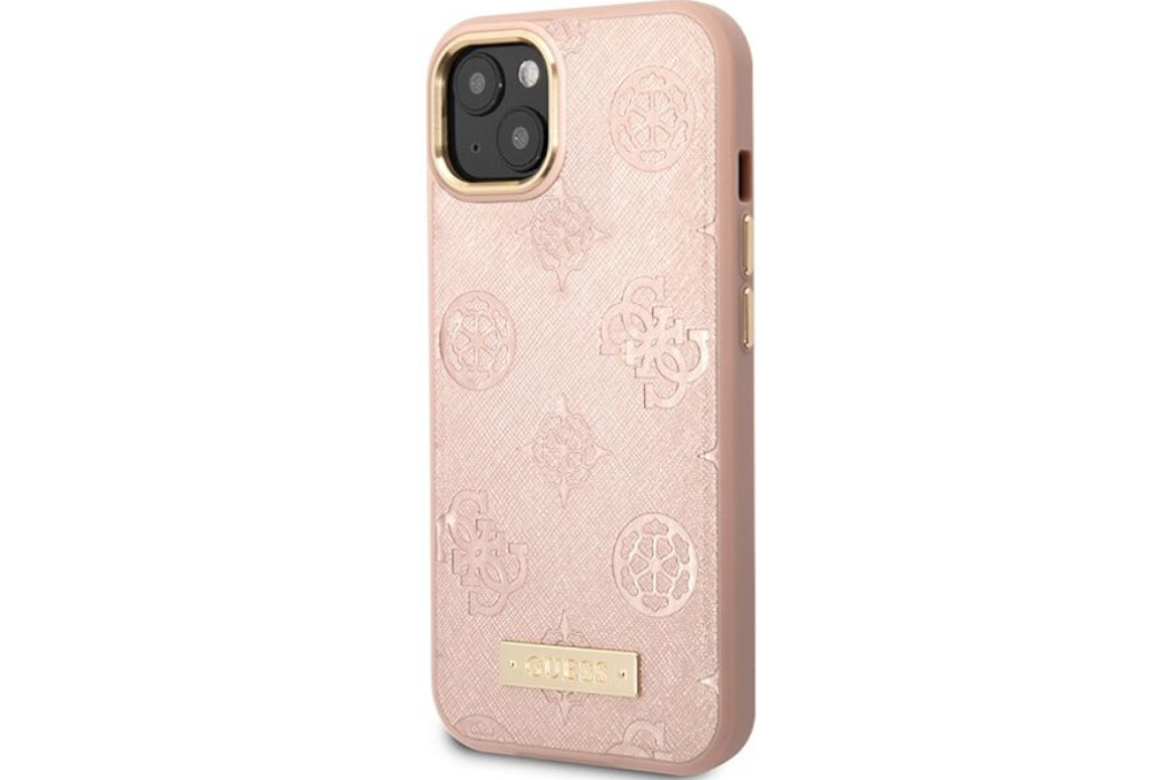 Etui GUESS 4G Peony Logo Plate do Apple iPhone 14 luksus wytrzymałość marka elegancja styl wyrafinowanie