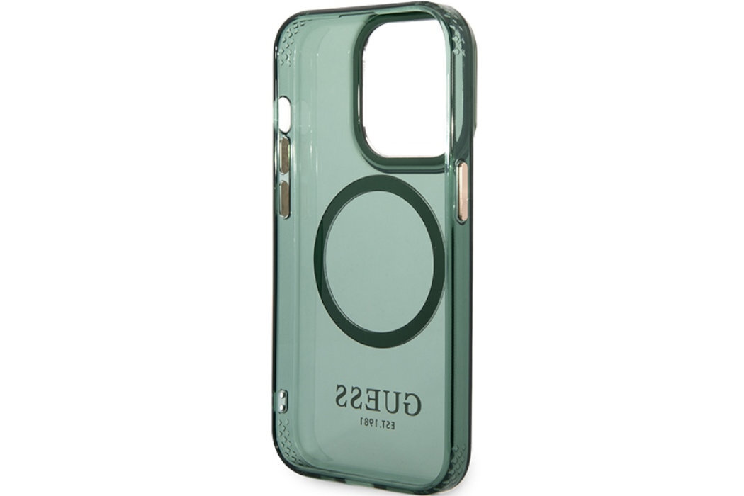 Etui GUESS Gold Outline Translucent Metal Logo do Apple iPhone 14 Pro Max luksus wytrzymałość marka elegancja styl wyrafinowanie