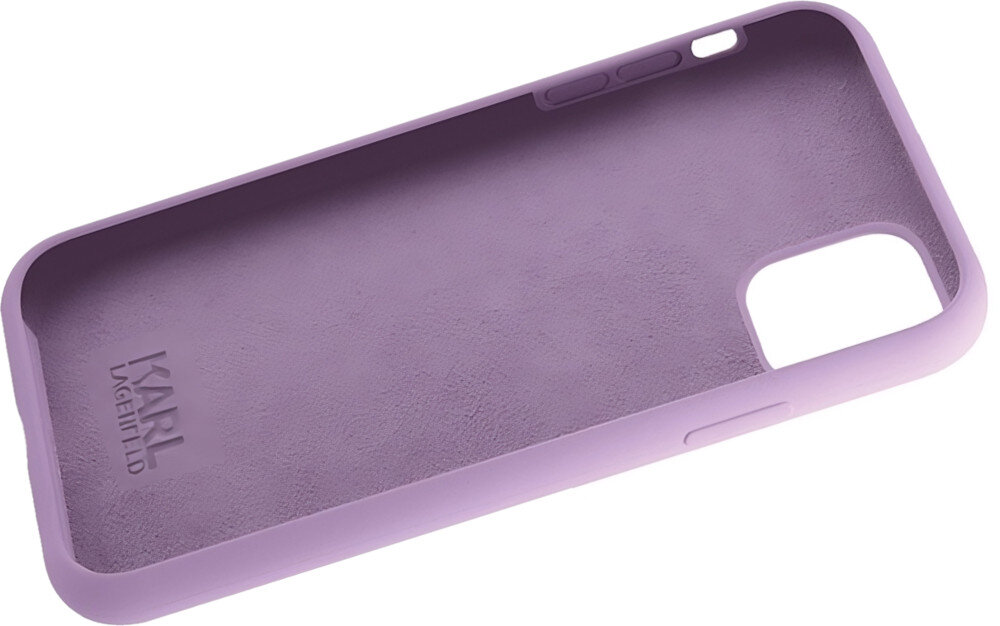 Etui KARL LAGERFELD Silicone Signature do Apple iPhone 11/Xr Purpurowy materiał wykonanie dopasowanie wycięcia brzegi