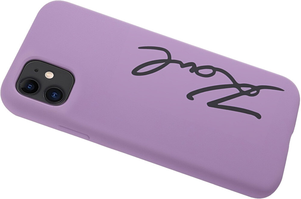 Etui KARL LAGERFELD Silicone Signature do Apple iPhone 11/Xr Purpurowy wygląd zastosowanie styl marka