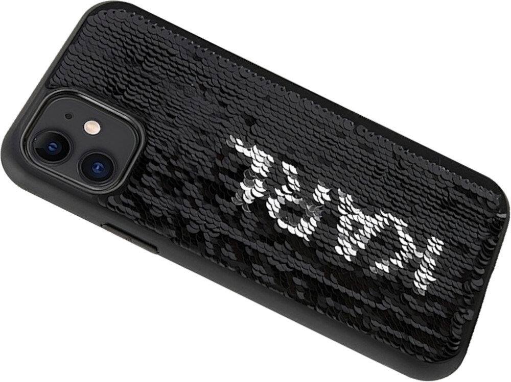 Etui KARL LAGERFELD Sequins Cord do Apple iPhone 11/Xr Srebrny kompatybilność przeznaczenie cechy wygląd styl cekiny kolor napis