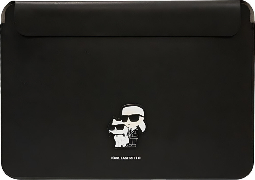 Etui na laptopa KARL LAGERFELD Saffiano Karl&Choupette 14 cali Czarny przeznaczenie kompatybilność naszywka wygląd styl