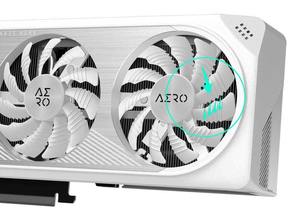 Karta graficzna GIGABYTE GeForce RTX 4060 Ti Aero OC 16GB DLSS 3 - wentylatory