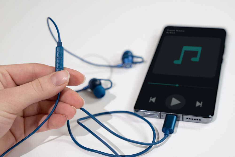 Słuchawki XMUSIC CEP100B USB-C dokanałowe mikrofon czułość pilot