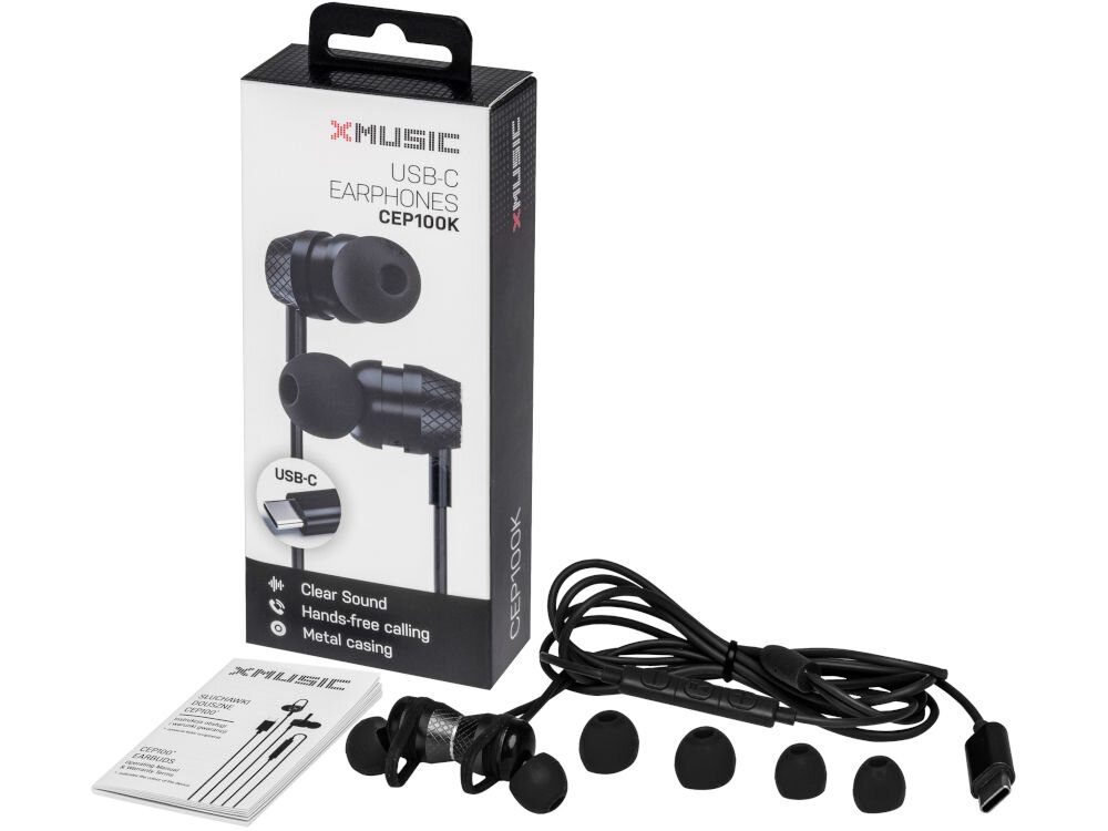 Słuchawki XMUSIC CEP100B elementy wyposażenie zestaw