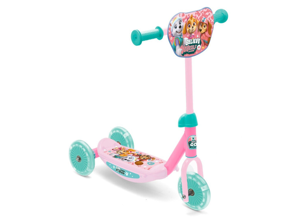Hulajnoga dla dzieci NICKELODEON Psi Patrol Baby 34014 Girls dla dzieci poczatkujacych z lekkich wytrzymalych materialow aluminium metal sterowanie poprzez balansowanie cialem prawidlowe zachowanie na jezdni