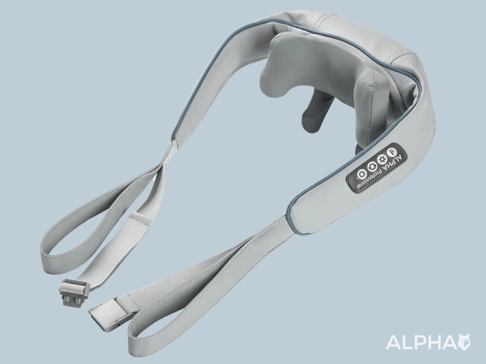 Masażer do karku ALPHA AMP-02 bezprzewodowa konstrukcja, swobodne użytkowanie, bez ograniczeń, prosty panel sterowania, szybka i intuicyjna obsługa