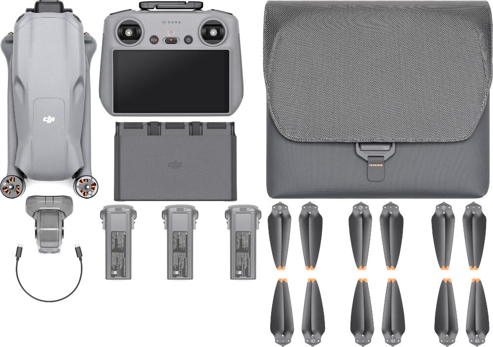 DRON DJI AIR 3 RC 2 Fly More Combo zestaw opakowanie akcesoria dodatki