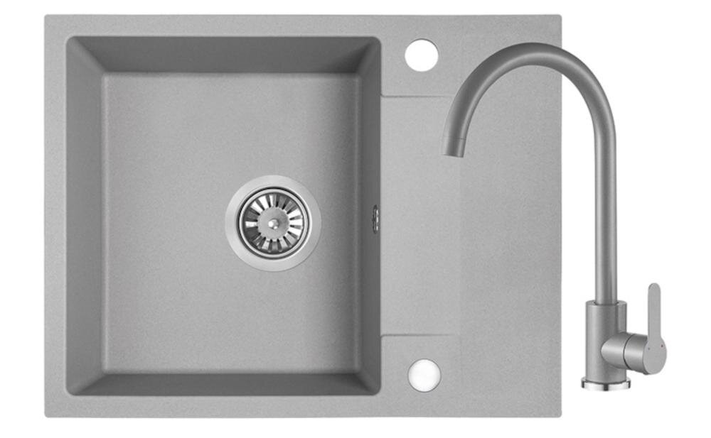 KUCHINOX Rab SBFA513Y zlewozmywak komora ociekacz osuszanie naczynia owoce warzywa nadmiar woda bateria stojąca wylewka montaż czystość blat granit odporność zarysowania uderzenia przebarwienia szok termiczny wysoka temperatura podłączenie zmywarka przelew