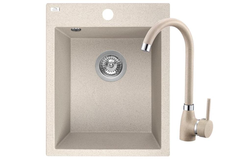 LAVEO Chichi SBHA410T zlewozmywak komora ociekacz osuszanie naczynia owoce warzywa nadmiar woda bateria stojąca wylewka montaż czystość blat granit odporność zarysowania  przebarwienia wysoka temperatura podłączenie zmywarka