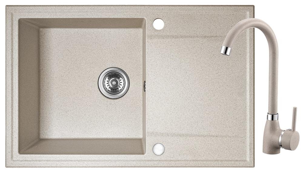 KUCHINOX Hunter SBUA411T zlewozmywak komora ociekacz osuszanie naczynia owoce warzywa nadmiar woda bateria stojąca wylewka montaż czystość blat granit odporność przebarwienia zarysowania uderzenia wysoka temperatura podłączenie zmywarka