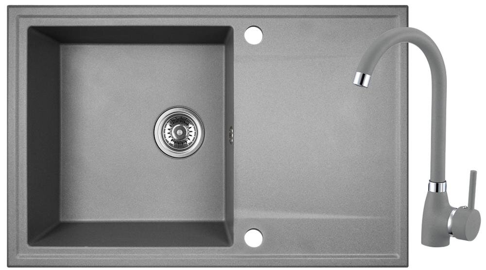 KUCHINOX Hunter SBUA511T zlewozmywak komora ociekacz osuszanie naczynia owoce warzywa nadmiar woda bateria stojąca wylewka montaż czystość blat granit odporność zarysowania uderzenia wysoka temperatura podłączenie zmywarka