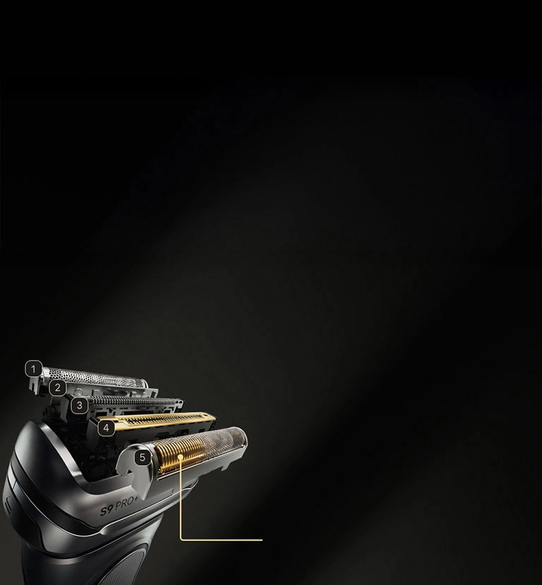 Golarka Braun Series 9 Pro+ z detalami w złotym kolorze, uchwycona z bliska.