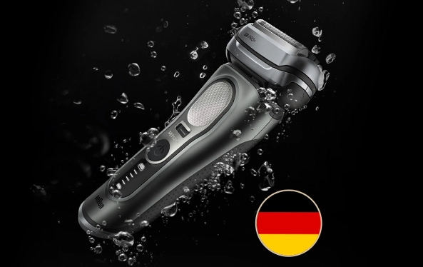 Flaga Niemiec z niemieckim słowem odnoszącym się do golarki wodoodpornej.