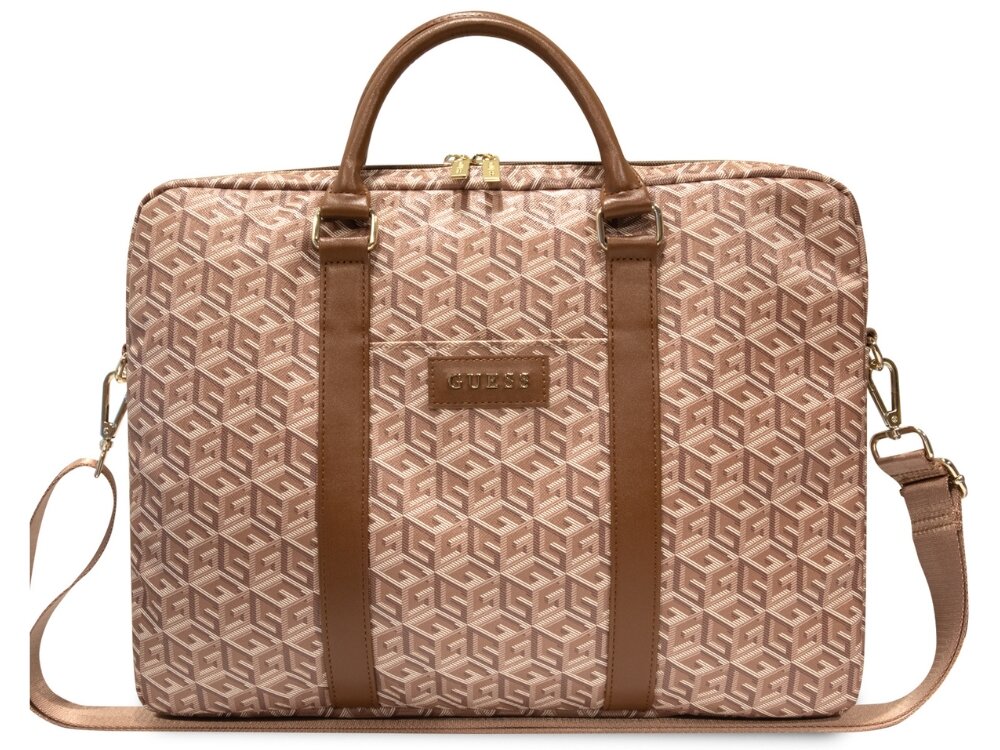 GUESS GCube Stripes stylu sygnowanego przez dom mody Guess Geometryczny print złote detale naszywka z logo wysokogatunkowej skóry syntetycznej solidnego nylonowego wnętrza - torba od przodu