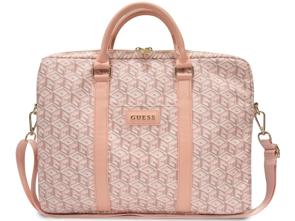 GUESS GCube Stripes stylu sygnowanego przez dom mody Guess Geometryczny print złote detale naszywka z logo wysokogatunkowej skóry syntetycznej solidnego nylonowego wnętrza - torba od przodu