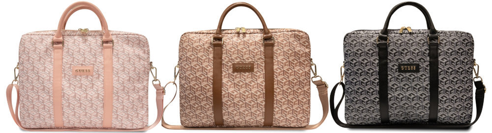 GUESS GCube Stripes trzech stylowych wariantach czerń brąz różowy - torba w trzech wersjach kolorsytycznych