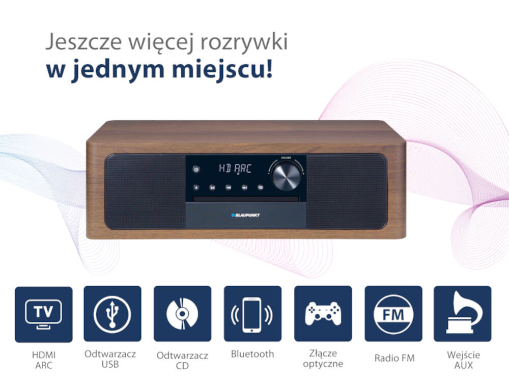 Wieża BLAUPUNKT MS22BT Orzechowy drewniana obudowa w kolorze ciemnego brązu