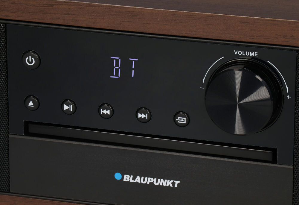 Wieża BLAUPUNKT MS22BT Orzechowy wyświetlacz led, funkcja zegarka z alarmem, automatyczne uruchamianie