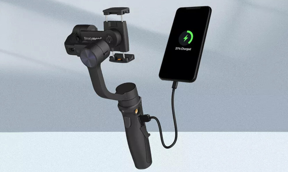 Gimbal HOHEM iSteady Mobile+ Czarny bateria zasilanie ładowanie złącze czas działania