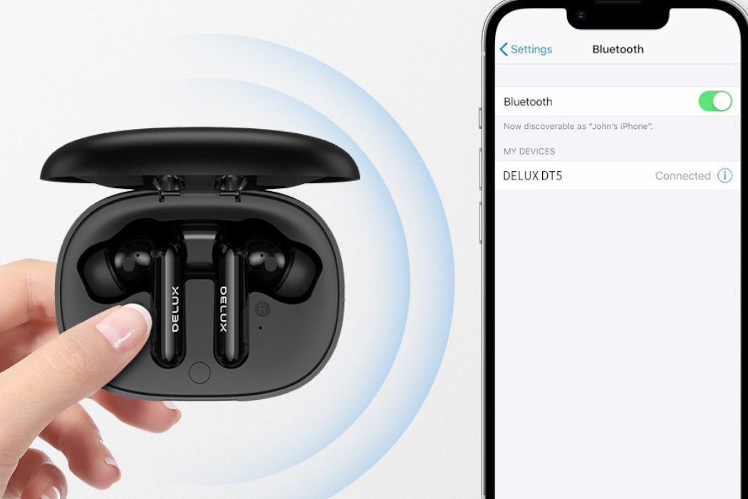 Słuchawki DELUX TWS DT5 wygoda sport Wodoodporność ładowanie jakość szybkość
