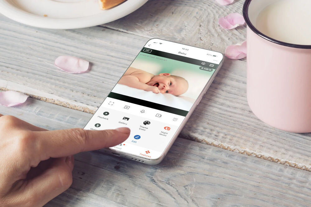 Niania elektroniczna ALECTO SmartBaby 5 Biały Intuicyjna aplikacja Smart Life iOS android łatwa obsługa instalacja sterowanie zapis wideo jakość HD