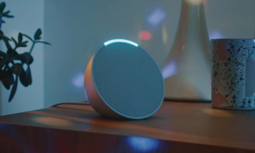 AMAZON Echo Pop Fioletowy polecenia głosowe działanie