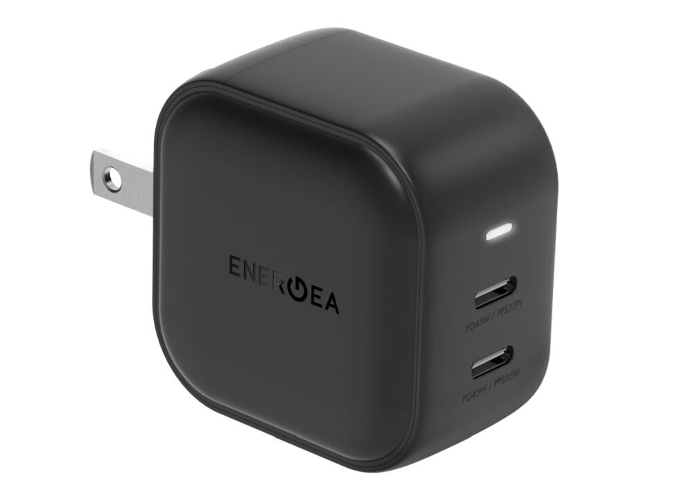 Ładowarka sieciowa ENERGEA Travelite GAN45 45W Czarny Kompaktowa i bezpieczna z solidnego ABS trwałość i elegancki wygląd wymiary waga systemy bezpieczeństwa ochrona zakres