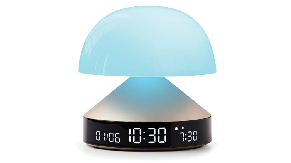 Budzik z lampką Lexon Mina Sunrise - technologia TRILUMINOS