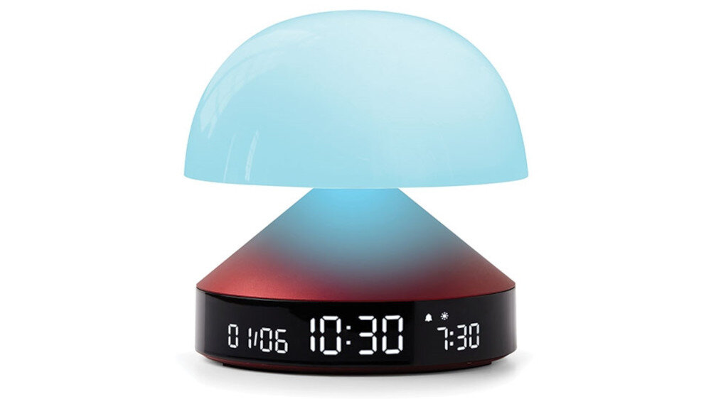 Budzik z lampką Lexon Mina Sunrise - technologia TRILUMINOS