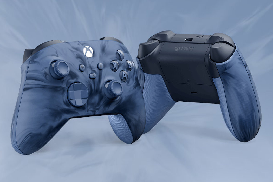 Kontroler MICROSOFT bezprzewodowy Stormcloud Vapor Niebieski gniazdo akcesoria aplikacja mapowanie dźwięk