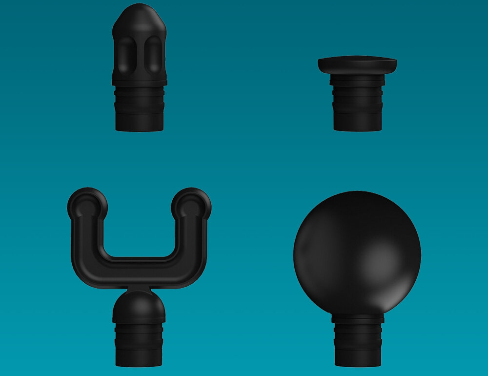 Masażer ręczny Gun HOMEDICS Novo PGM-45BK dla każdej grupy mięśni Precyzyjny masaż cztery wymienne głowice masujące partie ciała Okrągła głowica ramiona plecy uda Płaska głowica głowica typu pocisk głowica w kształcie litery U