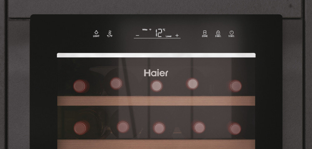 CHŁODZIARKA DO WINA HAIER HWS77DGAU1 panel sterowanie dotykowy czytelny ustawienia