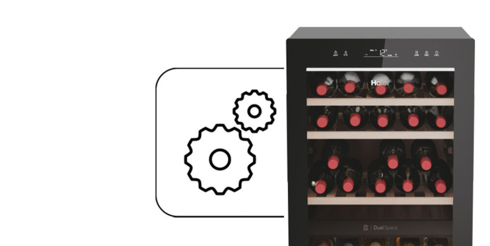CHŁODZIARKA DO WINA HAIER HWS77DGAU1 system antywibracyjny eliminacja hałasu drgań